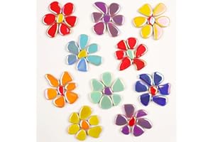 BUENOARTE 454 g (0,5 kg) schillernde, zufällige Blütenblatt-Keramik-Mosaikfliesen für Bastelarbeiten, Großpackung für Kunst, Glasmosaikstücke, Mini-Kieselsteine, gebrochene Keramikfliesen für