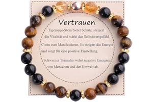 UEUC Heilstein-Perlenarmband für Frauen, Armband mit natürlichen Edelsteinen, Gleichgewichtsschutz, spirituelles Kristallperlenarmband zur Angstlinderung mit Bedeutungskarte