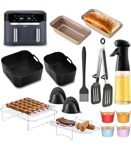 YQL Airfryer Backpapier 100 Stück | Für Tefal Heißluftfritteuse 5,2L & 3,1L | Antihaft Beschichtet | Spritzschutz