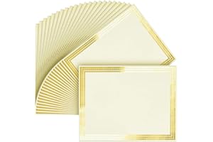 JUVALE Gold Foiled Metallic Border Award Certificate Sheets, 50-Pack of Blank Certificate Paper, Printer Compatible, 28 x 21.6 cm