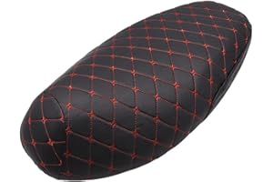 Tiiyee Adjustable Motorcycle Seat Cover, Waterproof PU Leather Seat Cover Dust Protection Bench Seat Cushion Thickening Anti-Slip Pad with Stretchable Comfort Design for Most Motorbike Scooter Seats