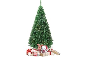 COSTWAY Sapin de Noël Artificiel 180 cm avec Pied en Métal, Arbre de Noël Artificiel pour Décoration de Noël Matériau PVC, Vert Nature