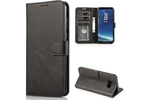 CTIUYA Custodia per Samsung Galaxy S8 Plus, Cover Flip Case in Pelle Portafoglio con Porta Carte Magnetica Antiurto Protettiva Completa a Libro Cuoio,Nero