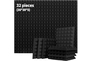 SUZAO 32 Pack Acoustic Foam Panel, 2" X 12" X 12" High-Density Sound Proofing Panels, Enhanced Acoustics and Audio Quality, Soundproofing Foam for Recording Studios, Home Theaters, Bedrooms, Offices