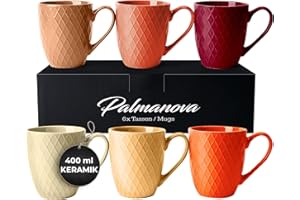 MIAMIO – 6 x 400 ml – Kaffeetassen Set/Becher – Moderne Keramik Tasse Matt – Kaffeetasse groß – Palmanova Kollektion (Magma)
