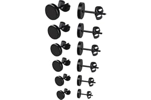 Mudder Lot de 6 paires de clous d'oreilles en acier inoxydable de 3 mm à 8 mm