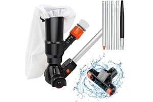 AKOFIC Pool Staubsauger Reinigungsset, Vakuumsauger Pool Poolsauger Staubsauger mit 5-Teiliger Aluminiumstange und Netz, Tragbarer Abnehmbares Mini Bodensauger für Schwimmbad Pools Spas Teich