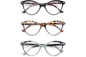 MODFANS 3-pak okulary do czytania dla kobiet, okulary do czytania oprawka Cateye lekki wygodny zawias sprężynowy, okulary z woreczkiem, różne kolory