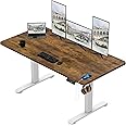 TRIUMPHKEY 200 x 100 cm Standing Desk Large with USB Socket 3 Memory Controllers Height-Adjustable Desk Anti-Collision Computer Tables with Cable Tray，Rustic Brown + White
