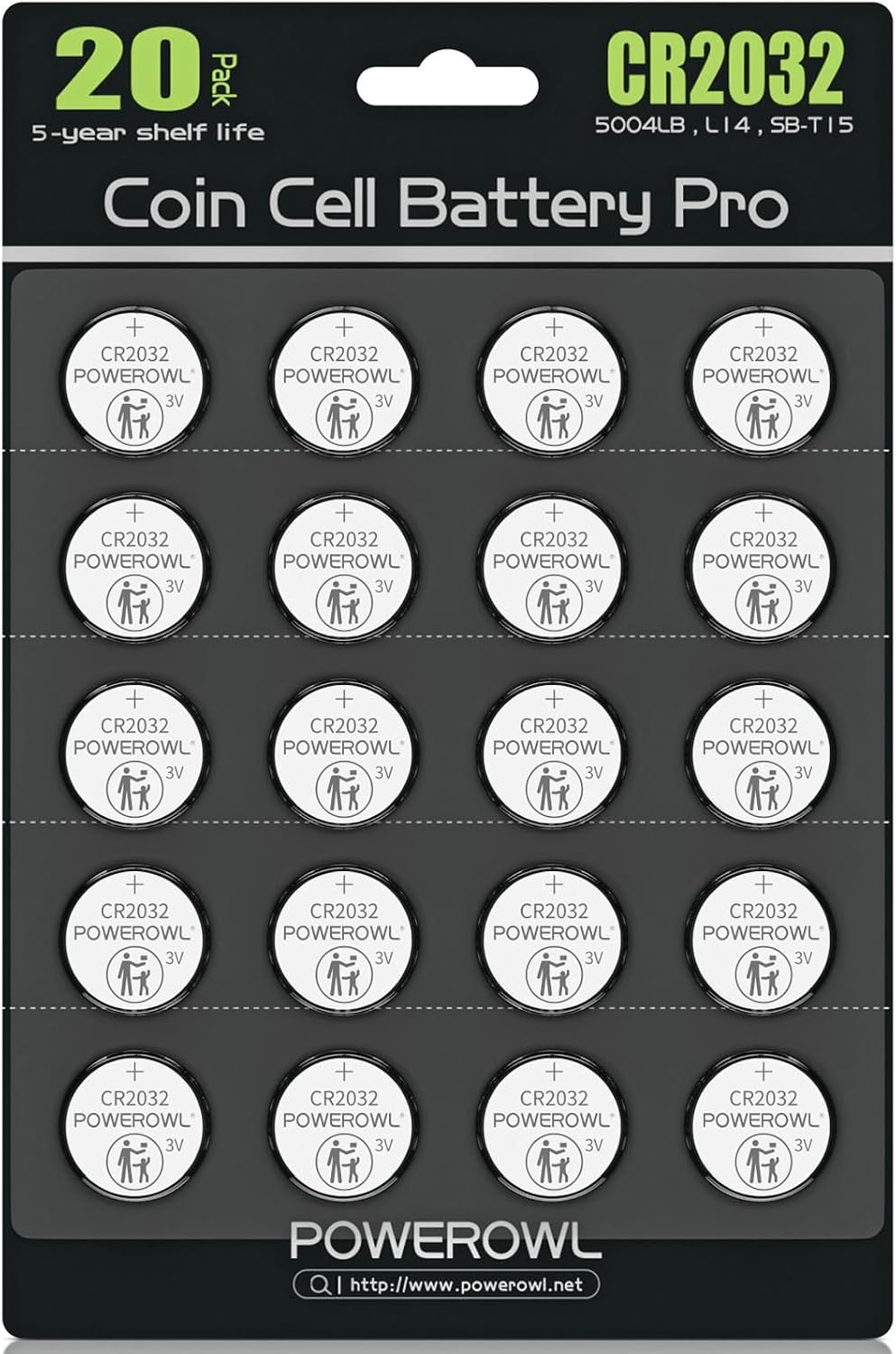 CR2032 Batteries 3V Lithium 20 Pack, POWEROWL High Capacity 2032 DL2032 ECR2032 CR 2032 Lithium Button Cell Battery
