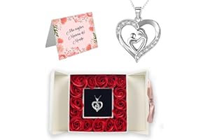 ÏMPRÜM Idea Regalo Festa Della Mamma Compleanno,Idee Regali Originali Donna,16 Rose Stabilizzate, Collana Per La Mamma Figlio Figlia,Scatola Regalo Per Sorprese Romantiche,Biglietto Auguri Incluso B
