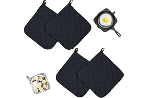 4 Stycken Grytlappar Av Bomull, 17 X 17 cm Grytlappar Set Av Bomull Med Ficka, TväTtbara Skyddslappar Med Halkfria FöR Ugnar