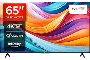 TCL 65T7B Téléviseur QLED Pro 65 pouces, 4K Ultra HD, HDR Pro, Smart TV Powered by Google TV (Dolby Vision & Atmos, Motion clarity, Hands-Free Voice Control, compatible avec Google assistant & Alexa).