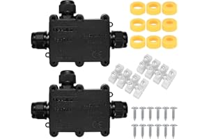 HMKESOTERIC 2 Pezzi Scatola Derivazione Esterna, Scatola di Giunzione Elettrica, Scatola Elettrica da Esterno, Connettori Elettrici Impermeabili IP68, Scatola di Giunzione a 3 Vie per Cavi Ø 5mm-15mm