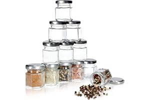 KADAX Uniwersalny zestaw słoików na przyprawy, 30 ml, pojemniki na przyprawy, zestaw pojemników na przetwory, dżemy, słoiki z metalową pokrywką, pojemniki na przyprawy (12 sztuk, przezroczyste)