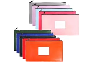 Cididu 10 Pieces Money Bags with Zipper, 11.2x6.3 Inch Money Pouches, 10 Colors Security Bank Deposit Bags, Cash Bag with Label Money Holder for Coins, Invoice, Bills, Cosmetics, Toiletry, Stationery