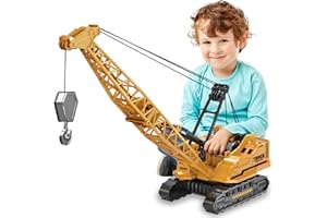 Hymaz Metal ABS Diecast Crane Truck Toy, Metal Construction Vehicles Crane with manual lifting button Machine Model Toy for age 3-8, 9-12 Boys Suitable as Christmas and Birthday Gifts