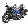 VGRASSP 1:14 Scale Model Pull Back Action Die Cast Bike Toy Vehicle for Kids - Rubber Tyres, Detailed Exterior Sports Motorcycle Toy - Color As Per Stock (Police Super)
