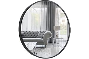 GOLD&CHROME UNIQUE DESIGN Lustro ścienne, okrągłe, z aluminiową ramą - Czarny ⌀70 cm Lustro pokryte teflonem, odporne na wilgoć - Rama lustra o głębokości 2 cm