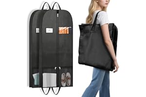 ARTILITS (2 set) 54" Hanging Garment Bag Wardrobe Closet Storage - Foldable Suit Bag; Lightweight Garment Bags for Commuters
