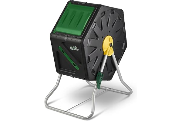 Petit Composteur de Jardin DF OMER - Compact à Chambre Unique pour Le Jardinage en Plein Air - Capacité de 70 Litres - Rotatif à Tonneau Tournant Protégé Contre Les UV
