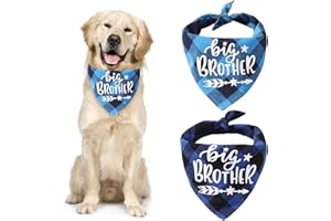 URROMA Bandana per cani a quadri blu e nero, confezione da 2 pezzi, per annuncio di gravidanza, bandana, triangolare, regolabile, sciarpa per cani