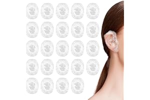 LFWZRY 100 Pièces Protecteurs d'oreille Jetables, Claire Transparent Plastique Étanche Protection Cache-Oreilles pour Teinture Capillaire, Douche, Baignade, Salon, Spa