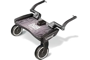 Lascal BuggyBoard Maxi, Buggy Board for Pushchair with Large Standing Area, Pram Accessory for Children from 2-6 Years (22 kg), Compatible with Almost Every Stroller and pram. Black