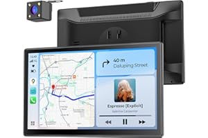 Krunia 9" Drahtloses Tragbares 60FPS Car Play Display für Apple CarPlay & Android Auto, Magnetische Halterung, OTA, Hoch- und Querformat, Rückfahrkamera, Bluetooth, Sprachsteuerung, GPS Navigation