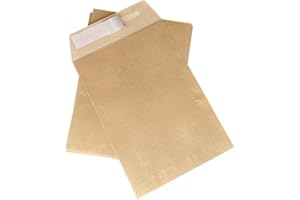 UNIVERS GRAPHIQUE Pochettes A5, Format C5, 162 x 229 mm Enveloppe Kraft 90g fermeture avec bande adhésive autocollante - avec ouverture petit coté (100)