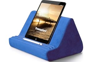 Transplant Morbido supporto per tablet con tasca, supporto per tablet e tablet, regolabile con 3 angoli di visione, supporto per divano letto, compatibile con iPad, tablet, eReader, smartphone(blu)…