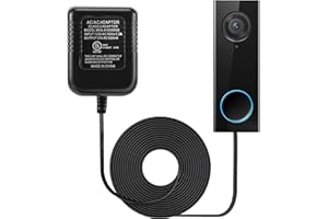Dreyoo Doorbell Transformer 16-24V Adapter, 16.4ft Long C Wire Power Supply 20VAC 500mA Power Adapter, Compatible with Arlo Eufy Video Doorbell, UL Certification with 50PCS Cable Clips(Black)
