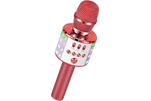 Kussla Karaoke Mikrofon Kinder, Bluetooth Mikrofon Kabellos Geschenke Spielzeug für Teenager Mädchen Jungen, Karaoke Maschine Microphone Lautsprecher für Home Party KTV Kompatible App Android IOS