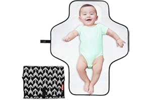 BABEYER Nappy Changing Mat, Large Travel Portable Changing Mat with Head Cushion for Home Travel Outside, Black
