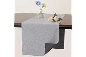 Banchif Caminos de Mesa Lavables Caminos de Mesa de Doble Cara Caminos de Mesa de Lino Camino de Mesa Antideslizantes, Adecuado para Bodas, Fiestas, Uso Doméstico (Gris Claro-Gris, 30 x 183 cm)