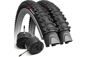 Fincci Copertoni Mtb 26 Pollici - Set Pieghevole Pneumatico 26 x 1.95 con Presta Valvole Interne Camera d’Aria, Gomme 26" per MTB mountain bike, bici elettrica, Ibrida Montagne bicicletta - 50-559