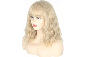 Topcosplay Damen Perücke Blond Bob Locken Hitzebeständig 100% Kunsthaar WIG für Cosplay Halloween Karneval Alltag (Blond)
