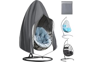 OFFCUP Hanging Egg Chair Cover, 115*190cm 210D Oxford Fabric Swing Chair Cover with Zipper, Waterproof Heavy Duty Windproof Furniture Protector for Outdoor Patio Garden (Gray)