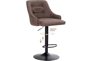 ‎ALPHA HOME ALPHA HOME Drehbarer Barhocker Höhenverstellbarer Airlift Barhocker Küche Esszimmer Café Hydraulischer Barhocker aus PU-Leder mit gepolsterter Rückenlehne und verchromtem Metallsockel, braun.1PC