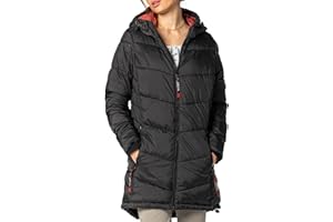 Sublevel Damen Winterjacke Stepp-Mantel mit Kapuze lang & tailliert, Outdoorjacke für Damen