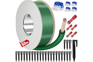 VIBINHO Cavo Perimetrale Robot Tagliaerba da 50m | Kit Completo con 25 Picchetti, 5 Connettori T-Tap & 5 Morsetti | Universale per Gardena, Bosch, Husqvarna, Worx
