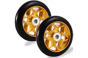 ALOSKART Ruote per Monopattino Freestyle 110mm, Stunt Scooter Wheels 110 mm, Rotelle per Monopattino Freestyle Oro, con Cuscinetti ABEC-9, Compatibile con Hikole Fuzion Z250 Albott TBF BoldCube Land Surfer