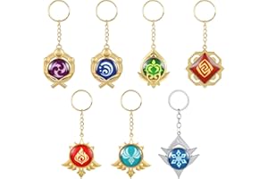 UTIEHD Conjunto de 7 llaveros Genshin Impact Vision, llaveros de anime, para colección y fans de Genshin