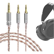 ABLET 3 m 7N OCC verzilverde koperen kabel 3,5 mm stekker en 6,35 mm adapter compatibel met Hifiman Ananda Arya Sundara HE400SE HE4XX Edition XS hoofdtelefoon (2 x versie