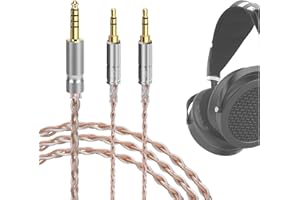 GEEKRIA 4,4 mm symmetrisches Kabel kompatibel mit HIFIMAN Sundara-C, SUNDARA, HE4XX, 400i, HE1000V2, Denon AH-D600, AH-D7200, 5N OCC versilbertes Audiokabel (4,4 mm auf Dual 3,5 mm Stecker / 150 cm)