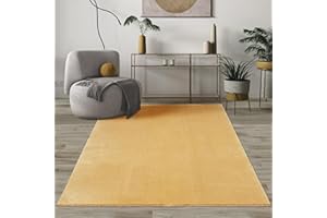MIAS TEPPICHE Mia's Teppiche Comfort, Alfombra Moderna de Pelo Corto y Suave, Antideslizante, Lavable hasta 30 Grados, súper Suave, Aspecto de Piel, Oro, 80 x 150 cm