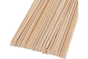 JIEGUANG Baguette Bois, 30 Naturel Rondes Tige En Bois Pour Projets D'artisanat Et Travaux Artistiques (5 mm X 20 cm)