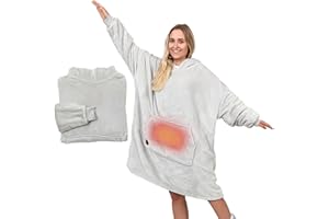 NorthHeat Beheizter Kuschel Hoodie | flauschige Ärmel Decke beheizbar | perfekt für Freundin, Mama und Papa zu Weihnachten | Kuschelpullover & Deckenpullover