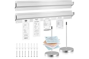 VIHBRAI 4 soportes para recibos, agarrador de pedidos de restaurante, 2 soportes para boletos de 16 pulgadas y 2 picos de recibo de 5.5 pulgadas, soporte de aluminio con tornillos, cinta de doble cara,