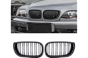 Altsbaos 2 PCS Kompatibel mit BMW 3er E46 LCI Nieren Schwarz 2002-2005 Kühlergrill 4 Door 4D，Kühlergrill Streifen für 3er E46 318i 320i 325i 330i Radiator Grille- Schwarz